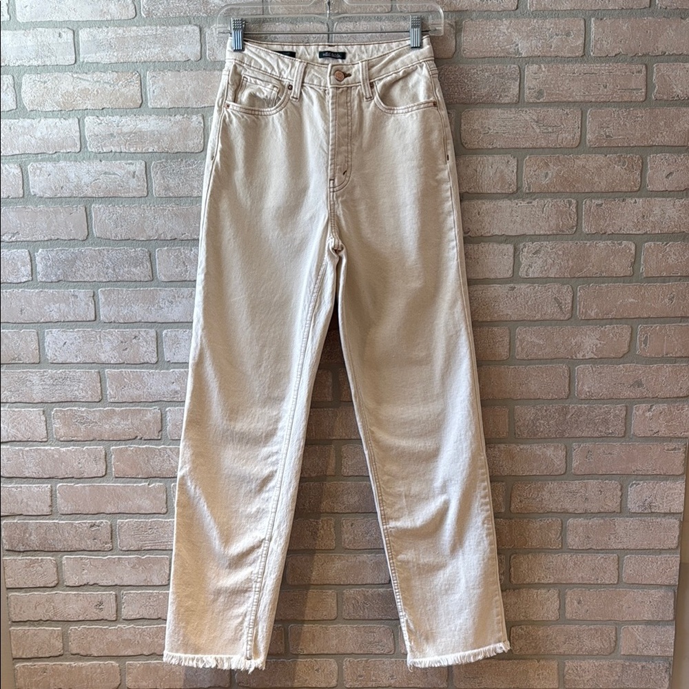 Wild Fable High-Rise EasyRigid Straight Jeans in Cream Denim with Raw Hem
